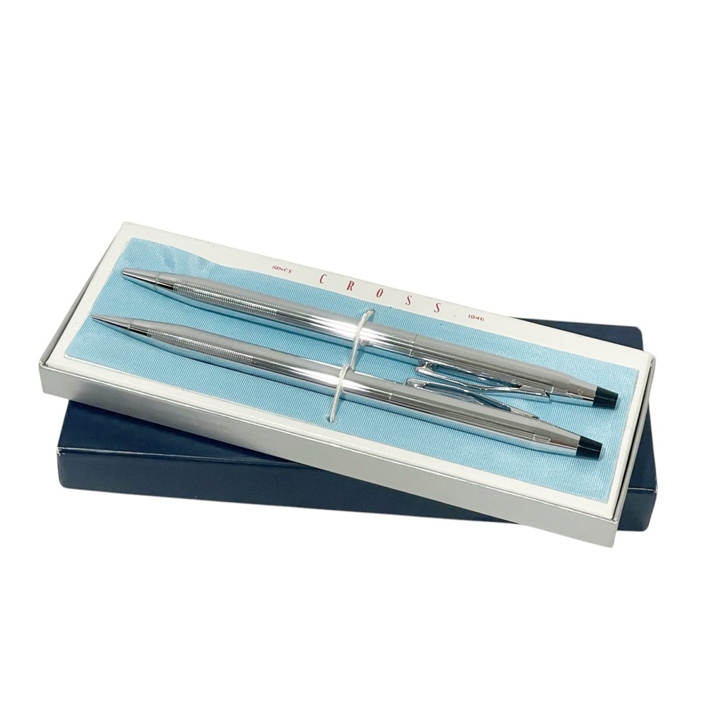 Vintage‎ Cross #3501 Chrome Pen/Pencil Set in Original Box